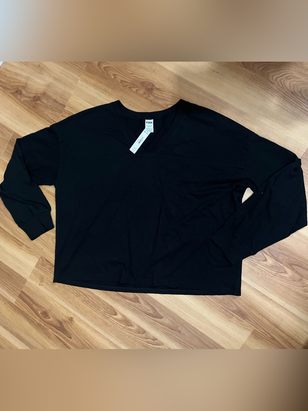 NWT XXL PINK Victoria's Secret Black 3quarter Long-Sleeve Shirt